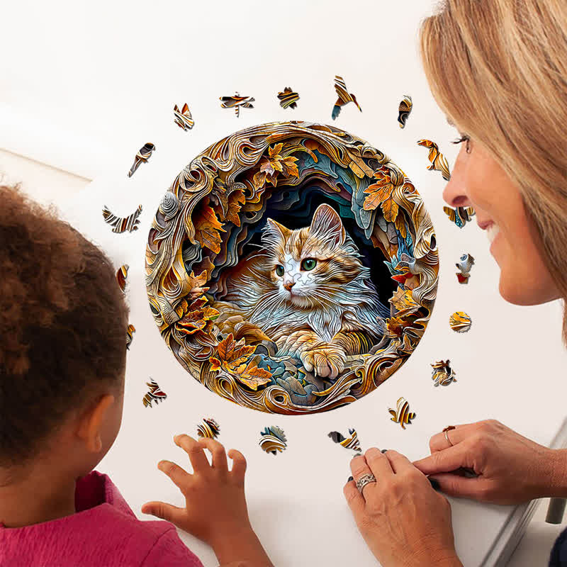 3D Cat - Wooden Jigsaw Puzzle - image 6