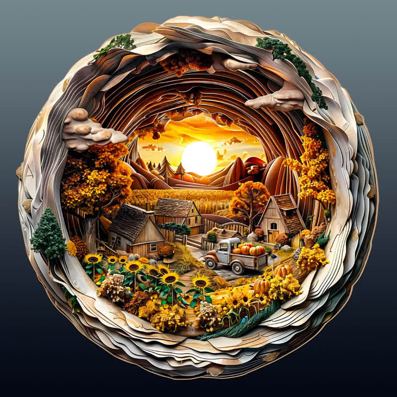 3D Autumn Farm - Wooden Jigsaw Puzzle - A3 - Wooden Gift Packaging - image 0