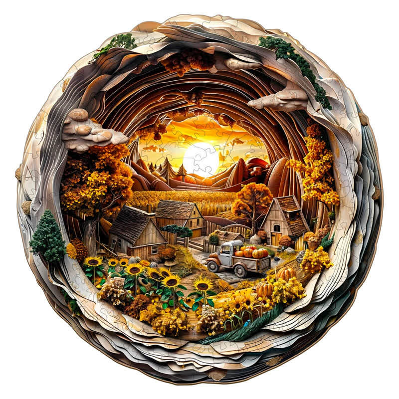 3D Autumn Farm - Wooden Jigsaw Puzzle - image 1