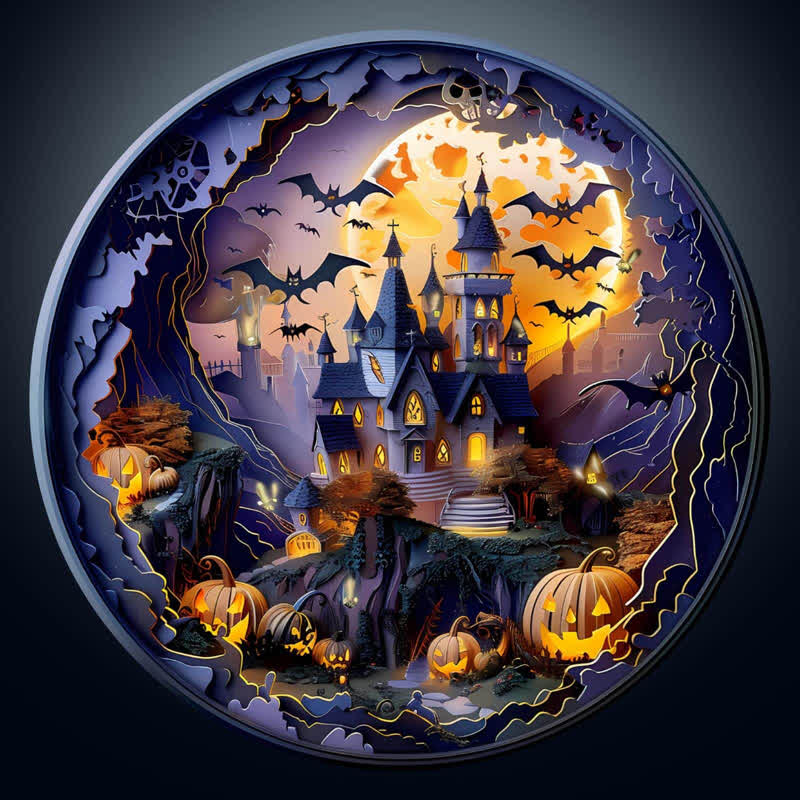 3D Halloween Castle - Wooden Jigsaw Puzzle - A3 - Wooden Gift Packaging - image 0