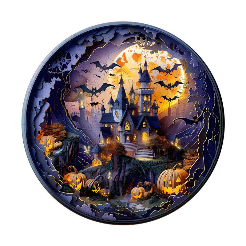 3D Halloween Castle - Wooden Jigsaw Puzzle - image 1