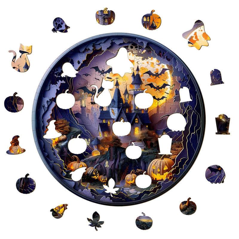 3D Halloween Castle - Wooden Jigsaw Puzzle - image 3