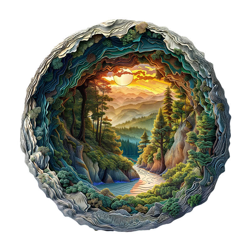 3d Cave Forest - Wooden Jigsaw Puzzle - image 1