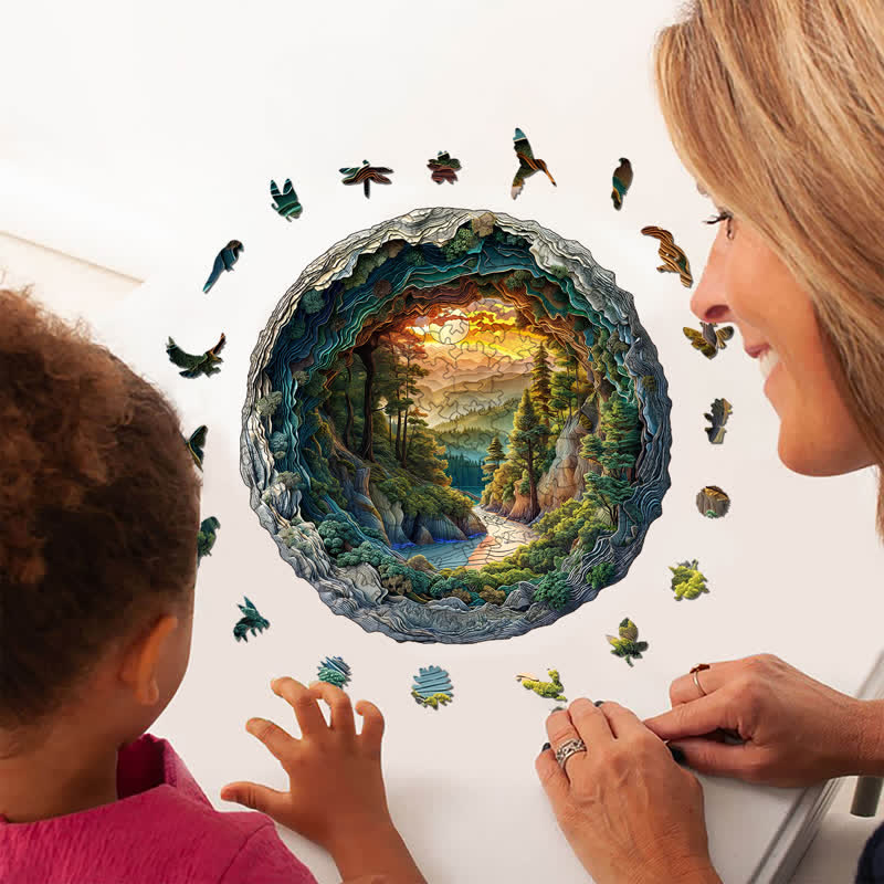 3d Cave Forest - Wooden Jigsaw Puzzle - image 5