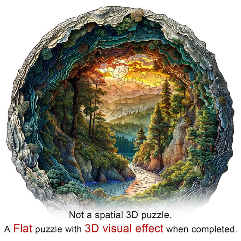 3d Cave Forest - Wooden Jigsaw Puzzle - image 2