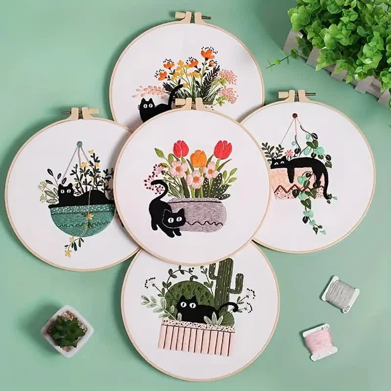 Rubbyoo Embroidery Kit - Cute Black Cat - image 1