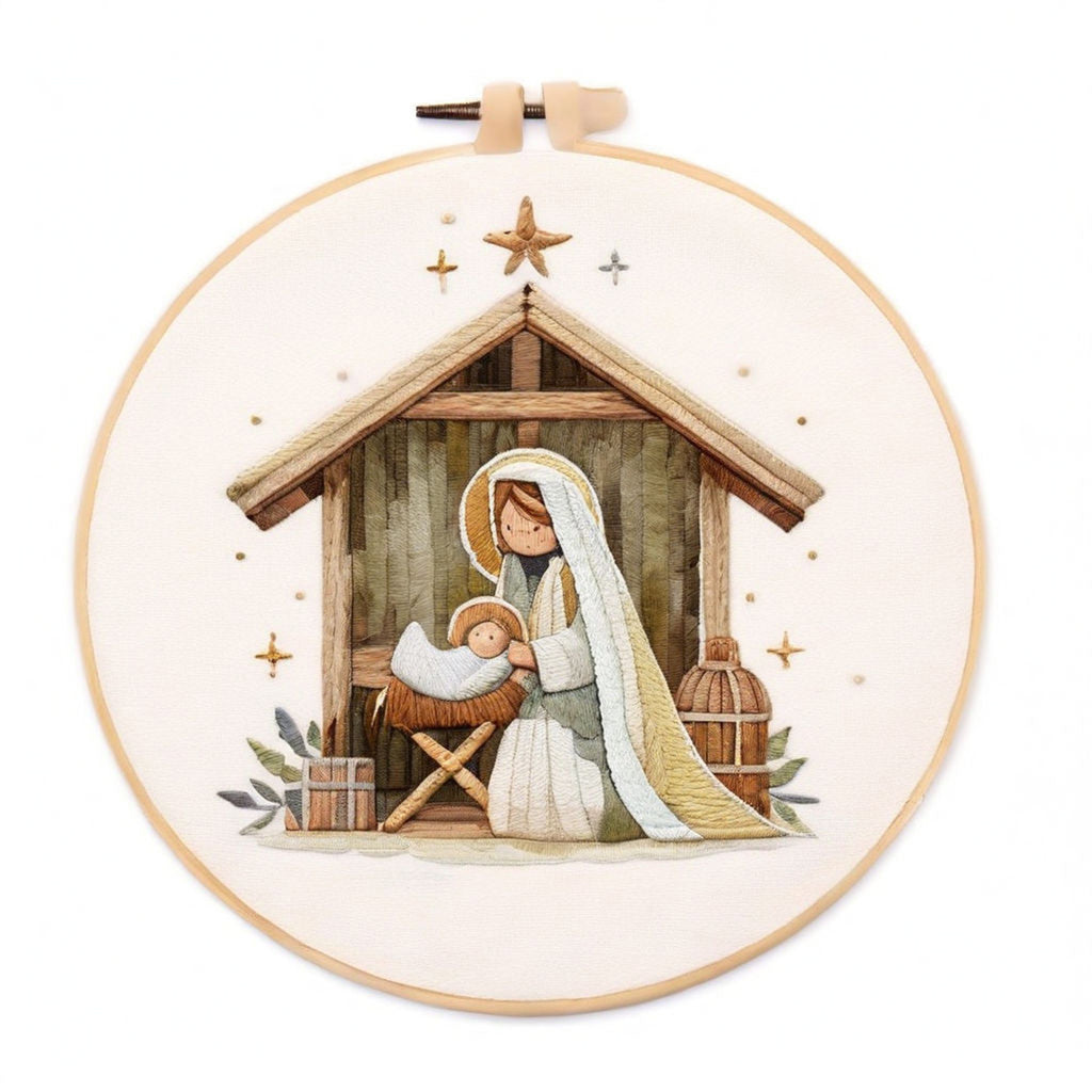 Rubbyoo Embroidery Kit - Baby Jesus In The Manger - image 0