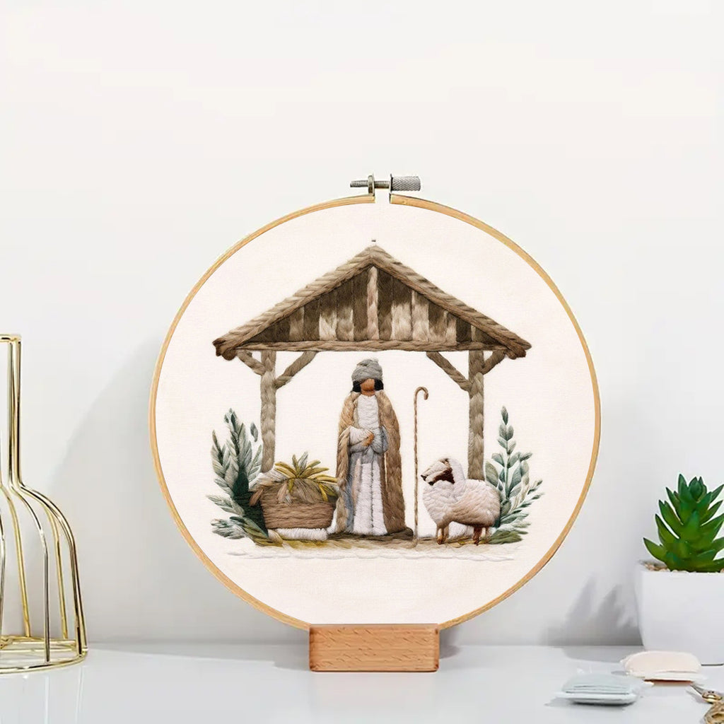 Rubbyoo Embroidery Kit - Mary And Joseph Admiring Baby Jesus In The Manger - image 2