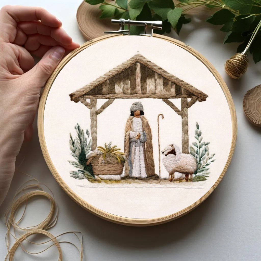 Rubbyoo Embroidery Kit - Mary And Joseph Admiring Baby Jesus In The Manger - image 4