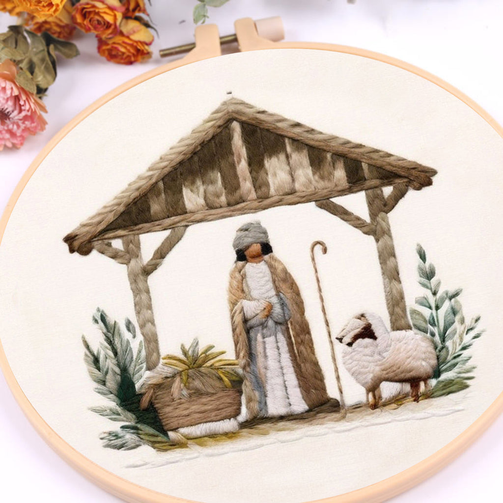 Rubbyoo Embroidery Kit - Mary And Joseph Admiring Baby Jesus In The Manger - image 3