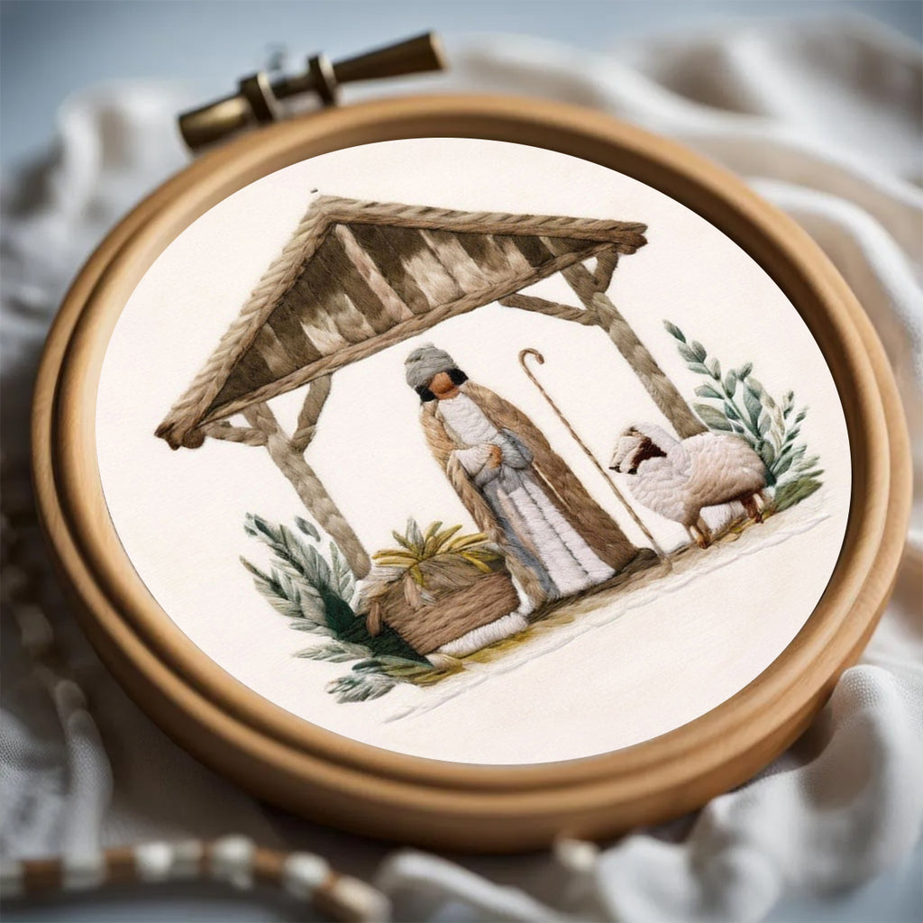Rubbyoo Embroidery Kit - Mary And Joseph Admiring Baby Jesus In The Manger - image 6