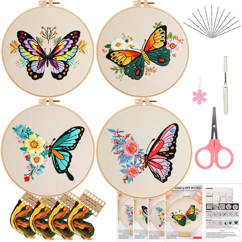 Rubbyoo Embroidery Kit - Butterflies And Flowers - 4PCS - image 12