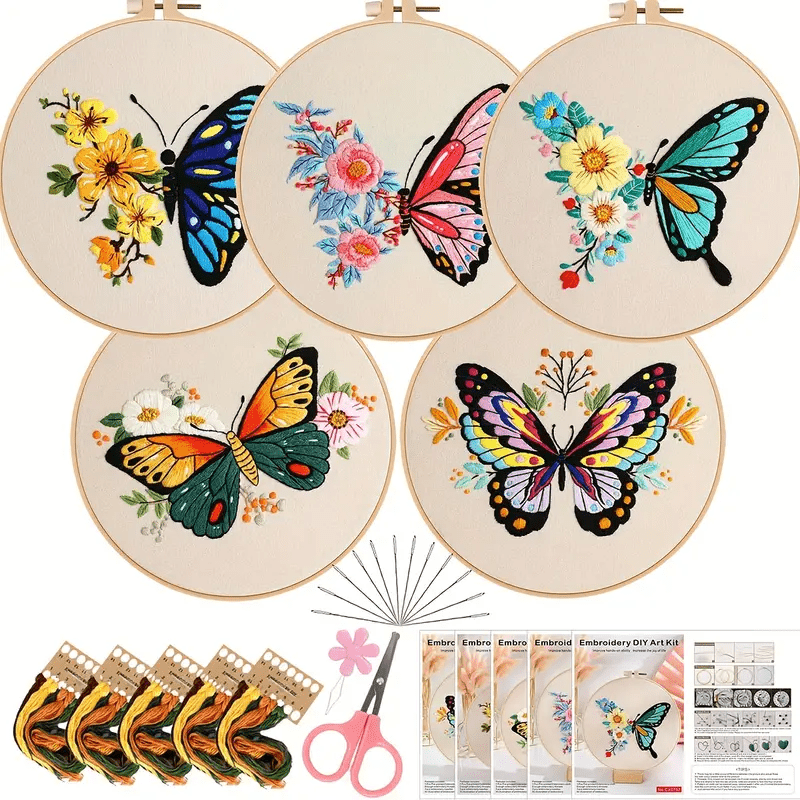 Rubbyoo Embroidery Kit - Butterflies And Flowers - 5PCS - image 13
