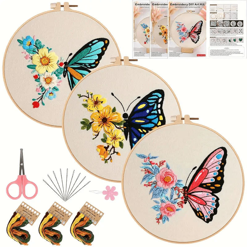 Rubbyoo Embroidery Kit - Butterflies And Flowers - 3PCS - image 11