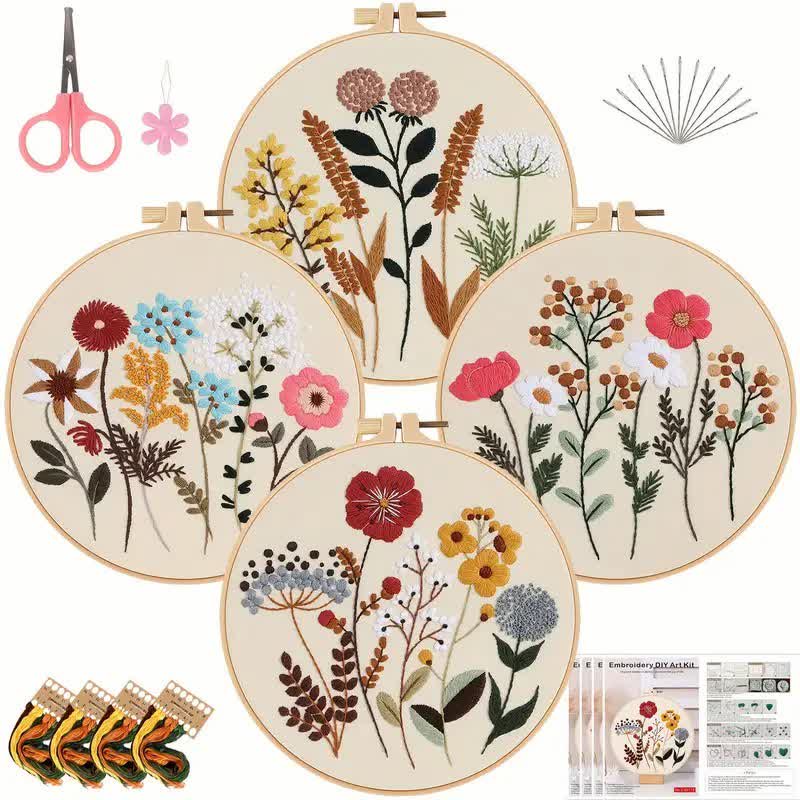 Rubbyoo Embroidery Kit - Floral Pattern - 4PCS - image 10