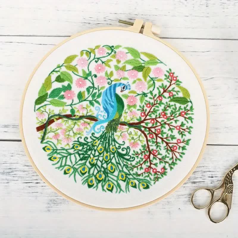 Rubbyoo Embroidery Kit - Birds - Peacock - image 7