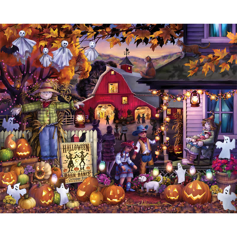 Rubbyoo Halloween Barn Dance - Wooden Jigsaw Puzzle - A2 - Wooden Gift Packaging - image 0
