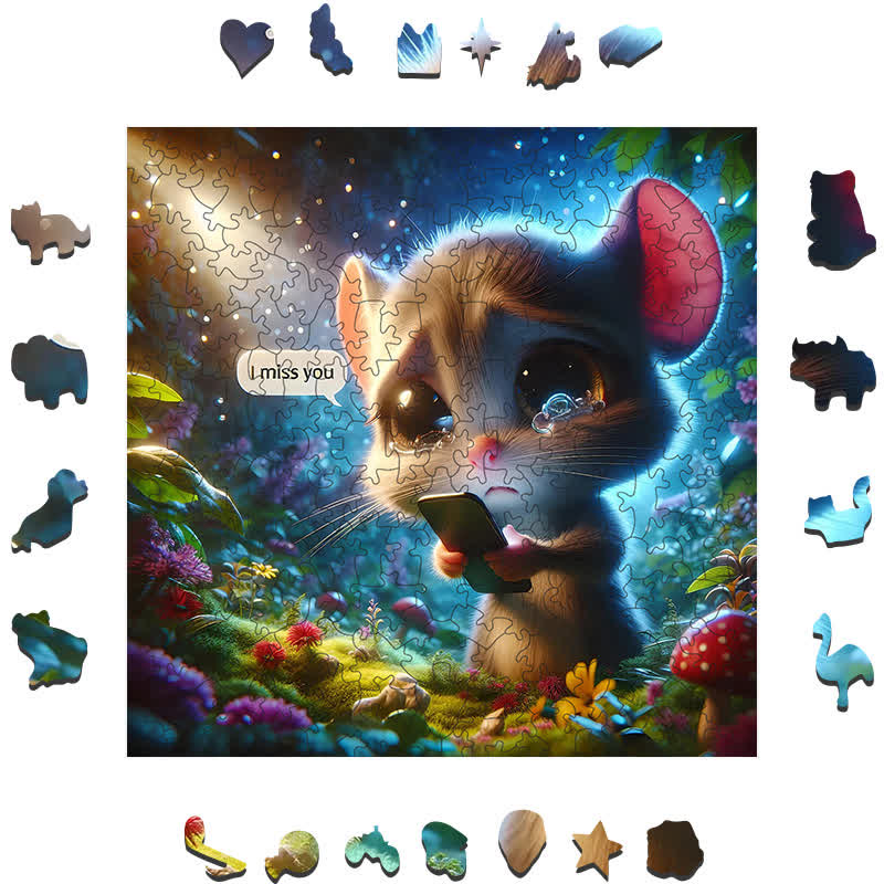 Rubbyoo "I Miss You" - Wooden Jigsaw Puzzle - image 1