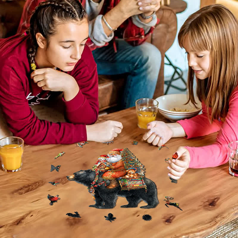 Rubbyoo Santa on Black Bear - Wooden Jigsaw Puzzle - image 5