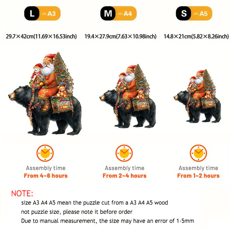 Rubbyoo Santa on Black Bear - Wooden Jigsaw Puzzle - image 4