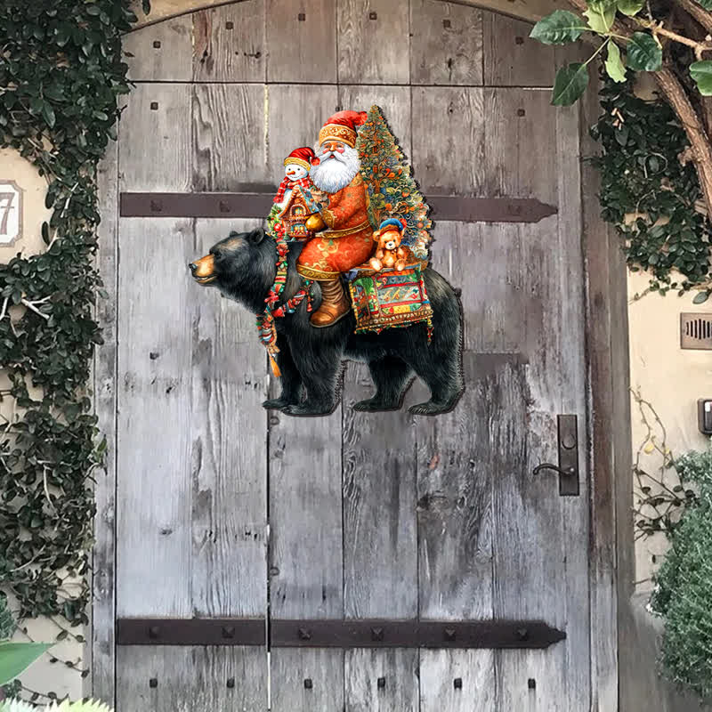 Rubbyoo Santa on Black Bear - Wooden Jigsaw Puzzle - image 2