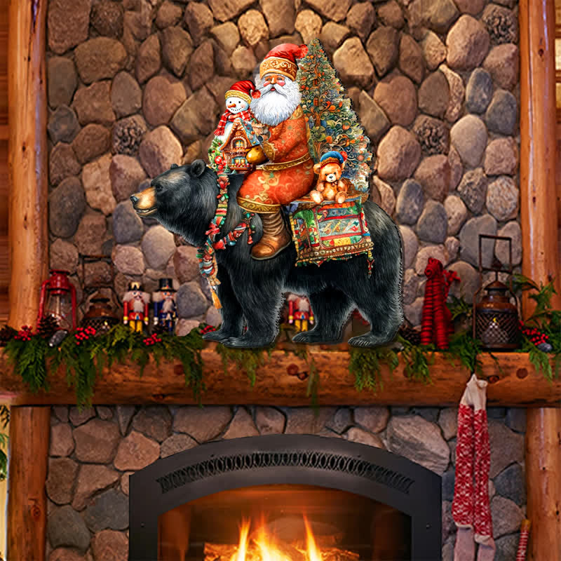 Rubbyoo Santa on Black Bear - Wooden Jigsaw Puzzle - image 3