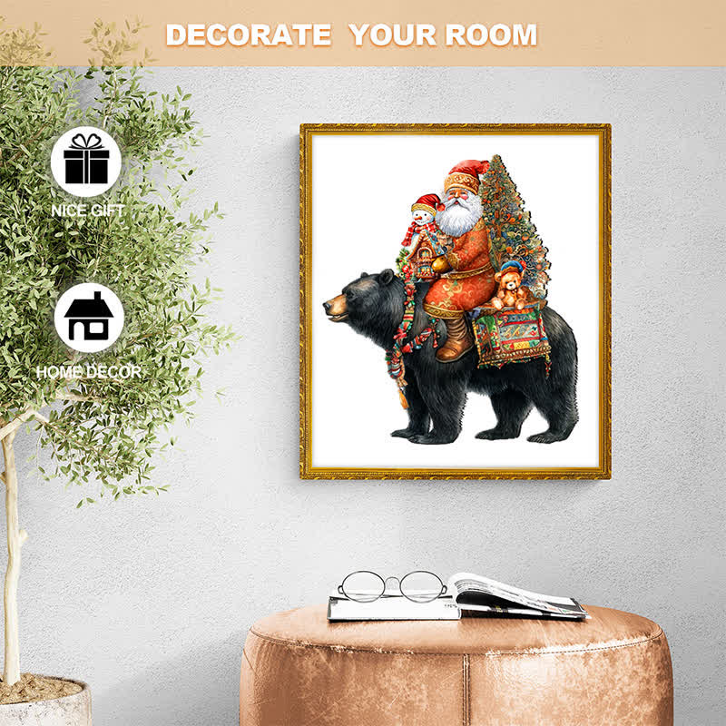 Rubbyoo Santa on Black Bear - Wooden Jigsaw Puzzle - image 9