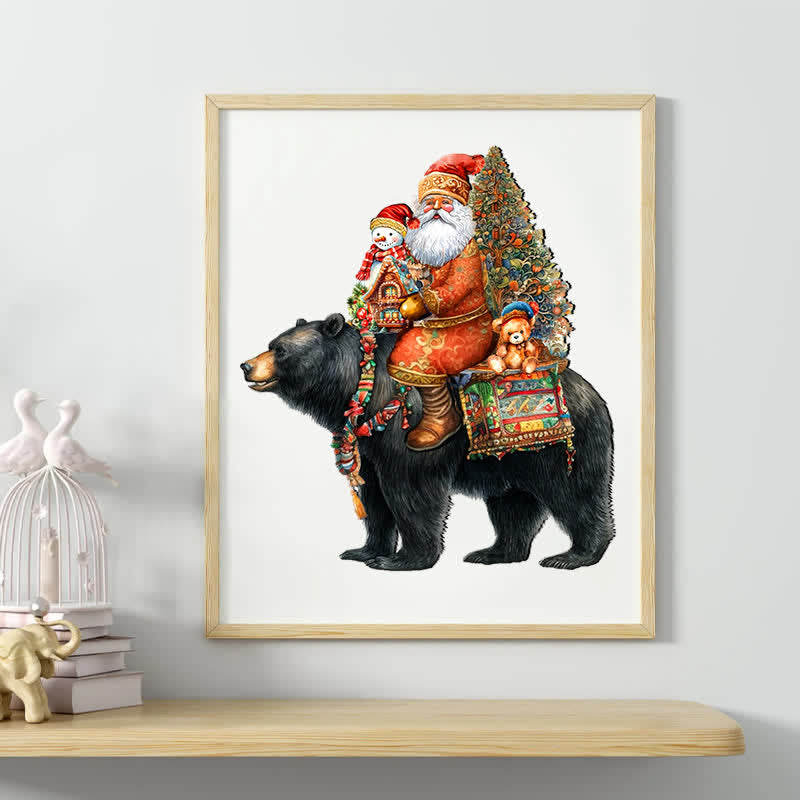 Rubbyoo Santa on Black Bear - Wooden Jigsaw Puzzle - image 7