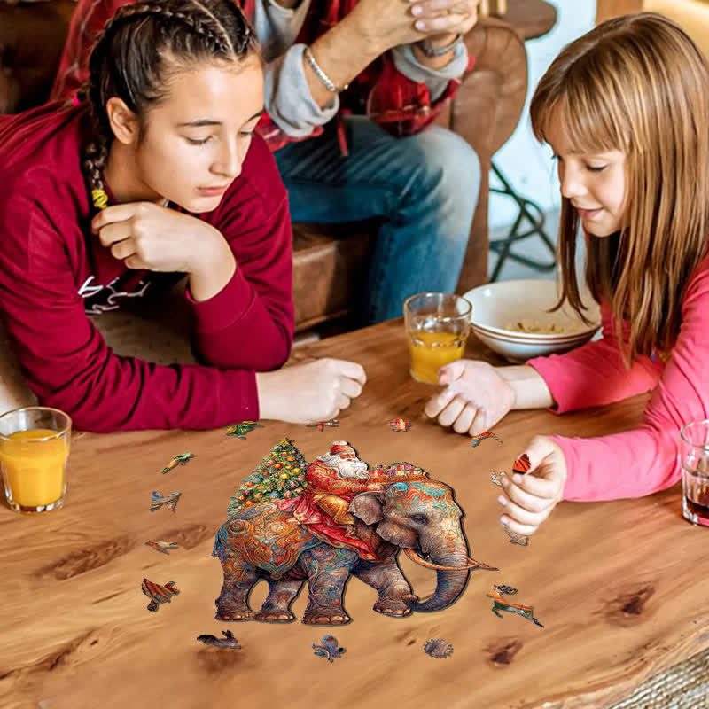 Rubbyoo Santa on Elephant - Wooden Jigsaw Puzzle - image 10