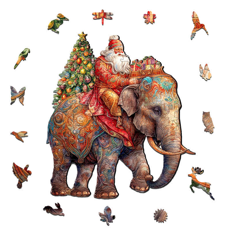Rubbyoo Santa on Elephant - Wooden Jigsaw Puzzle - image 9