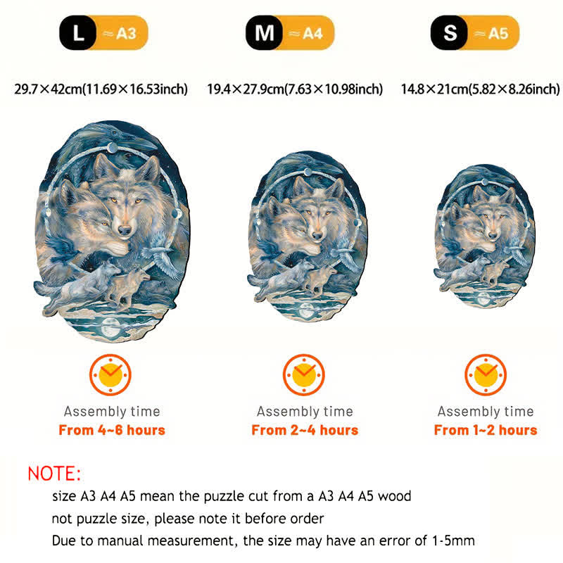 Rubbyoo In Spirit I Am Free Wolves Ravens - Wooden Jigsaw Puzzle - image 5