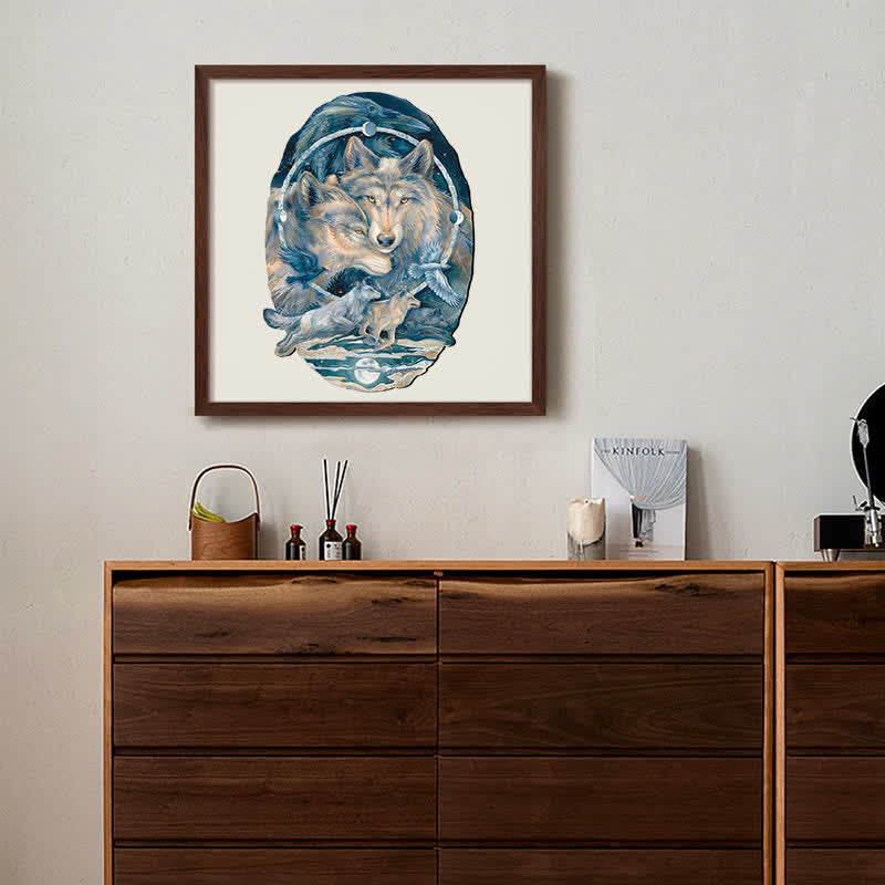 Rubbyoo In Spirit I Am Free Wolves Ravens - Wooden Jigsaw Puzzle - image 8