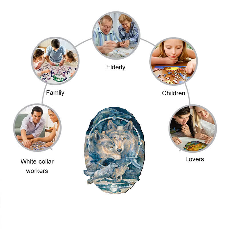 Rubbyoo In Spirit I Am Free Wolves Ravens - Wooden Jigsaw Puzzle - image 10