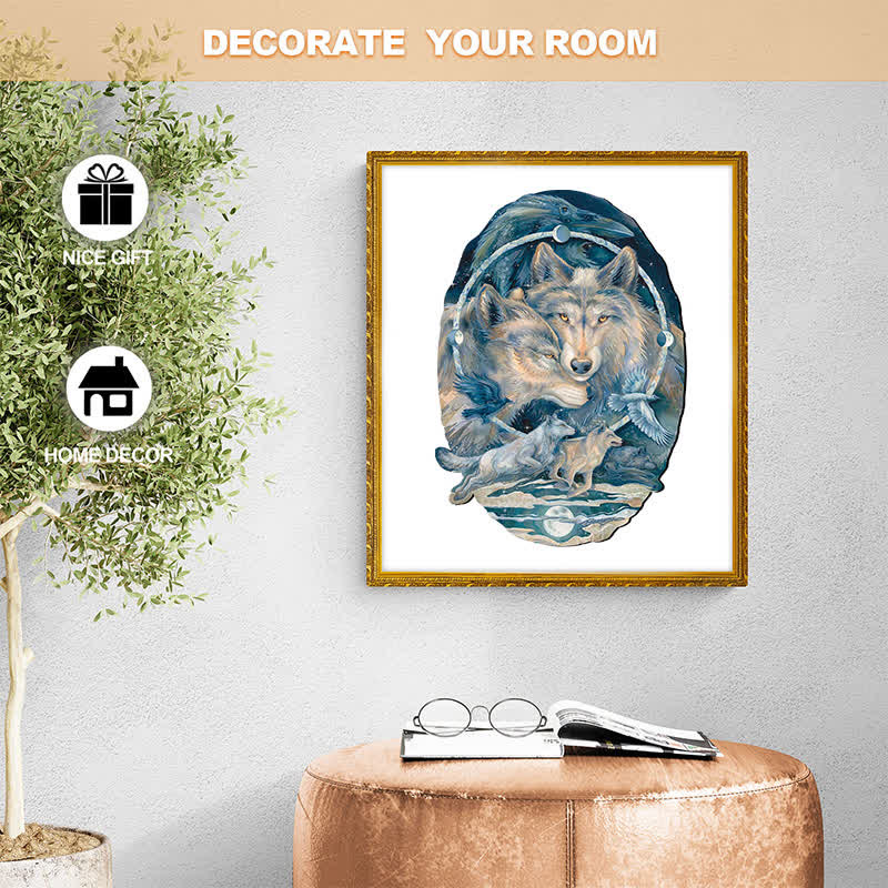 Rubbyoo In Spirit I Am Free Wolves Ravens - Wooden Jigsaw Puzzle - image 9