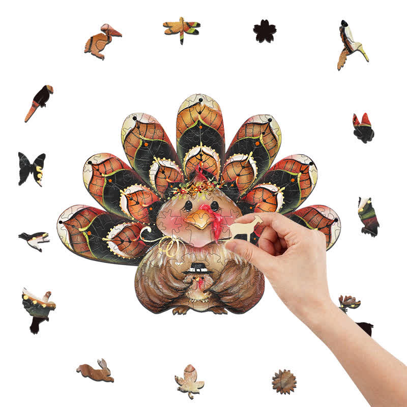 Rubbyoo Thankful Turkey Sitter - Wooden Jigsaw Puzzle - image 1