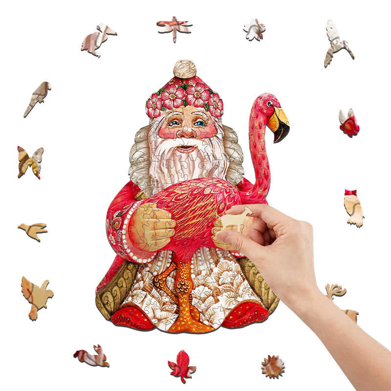Rubbyoo Flamingo Santa Christmas - Wooden Jigsaw Puzzle - image 1