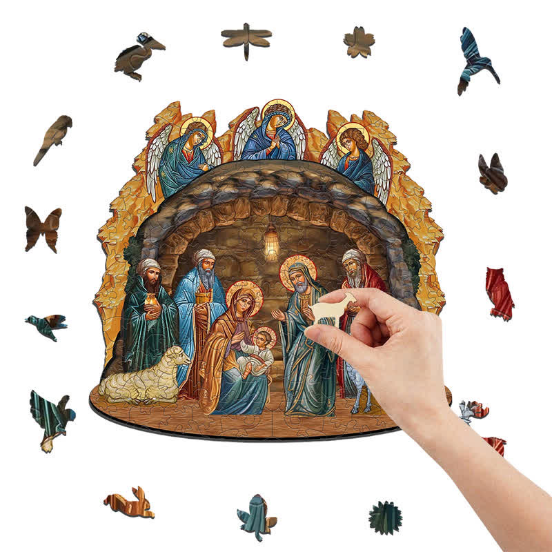 Rubbyoo Nativity Scene with Angels - Wooden Jigsaw Puzzle - image 1