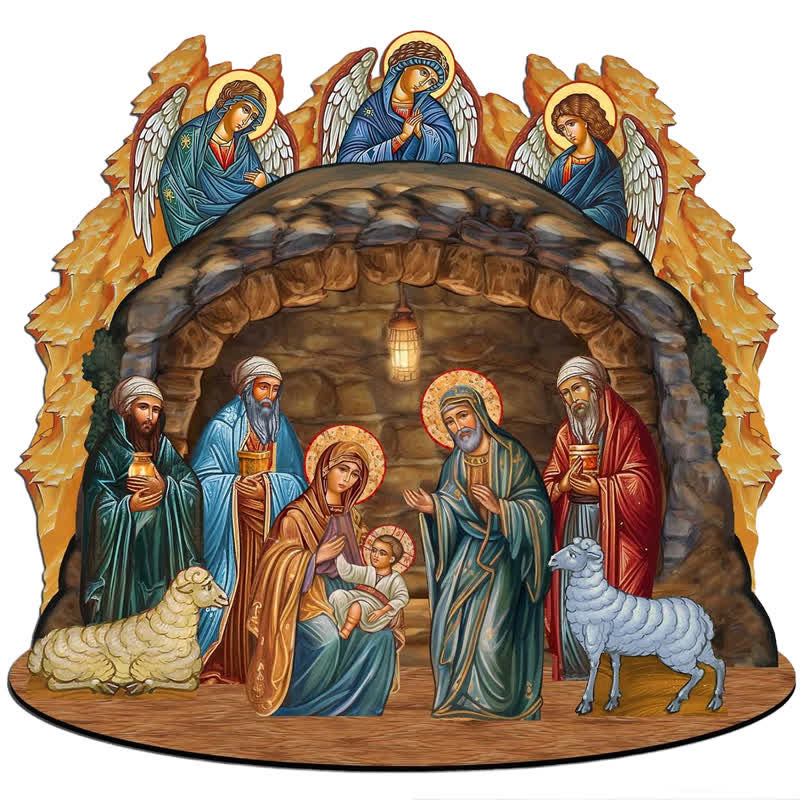 Rubbyoo Nativity Scene with Angels - Wooden Jigsaw Puzzle - A3 - Wooden Gift Packaging - image 0