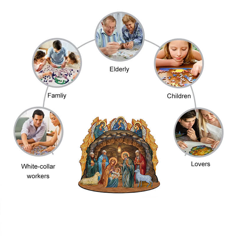 Rubbyoo Nativity Scene with Angels - Wooden Jigsaw Puzzle - image 5