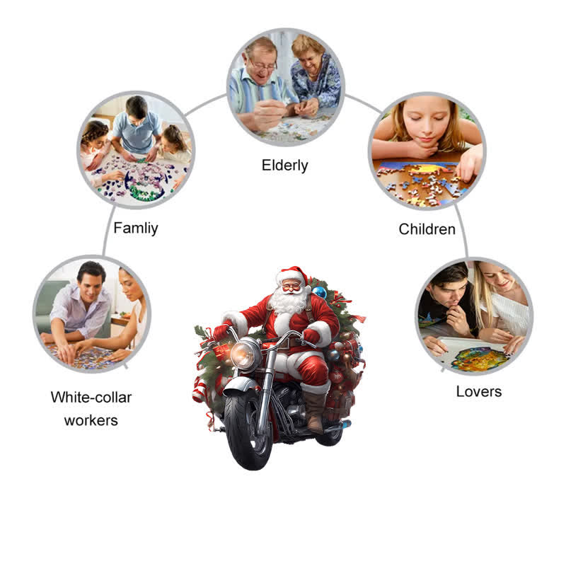 Rubbyoo Cool Santa Claus on a Motorbike - Wooden Jigsaw Puzzle - image 2