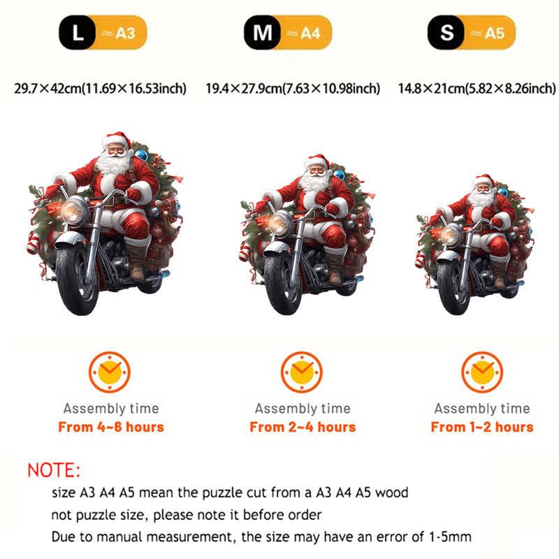 Rubbyoo Cool Santa Claus on a Motorbike - Wooden Jigsaw Puzzle - image 5