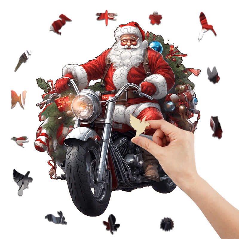 Rubbyoo Cool Santa Claus on a Motorbike - Wooden Jigsaw Puzzle - image 6