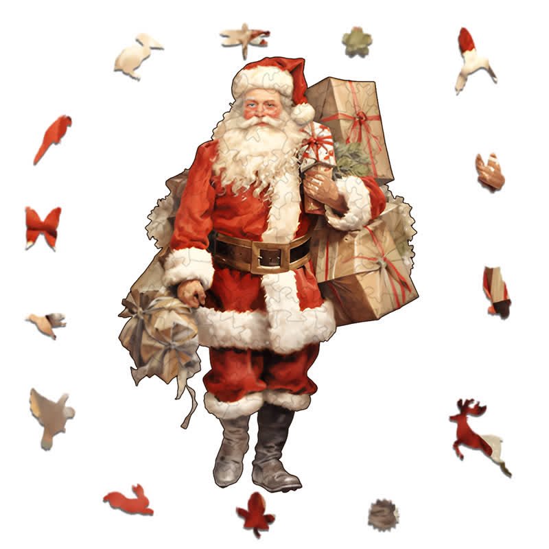 Rubbyoo Santa Claus Carries A Heavy Bag - Wooden Jigsaw Puzzle - image 1