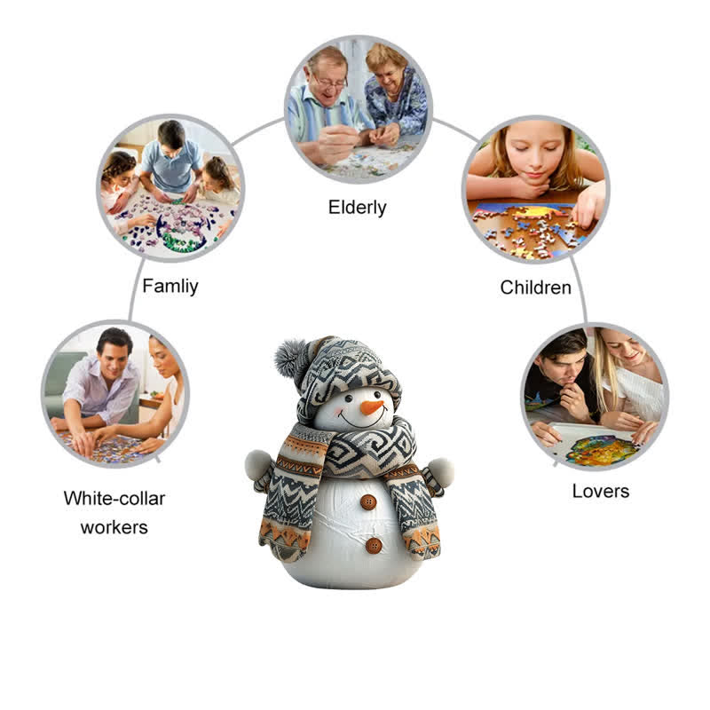 Rubbyoo Knitted Wool Snowman - Wooden Jigsaw Puzzle - image 2