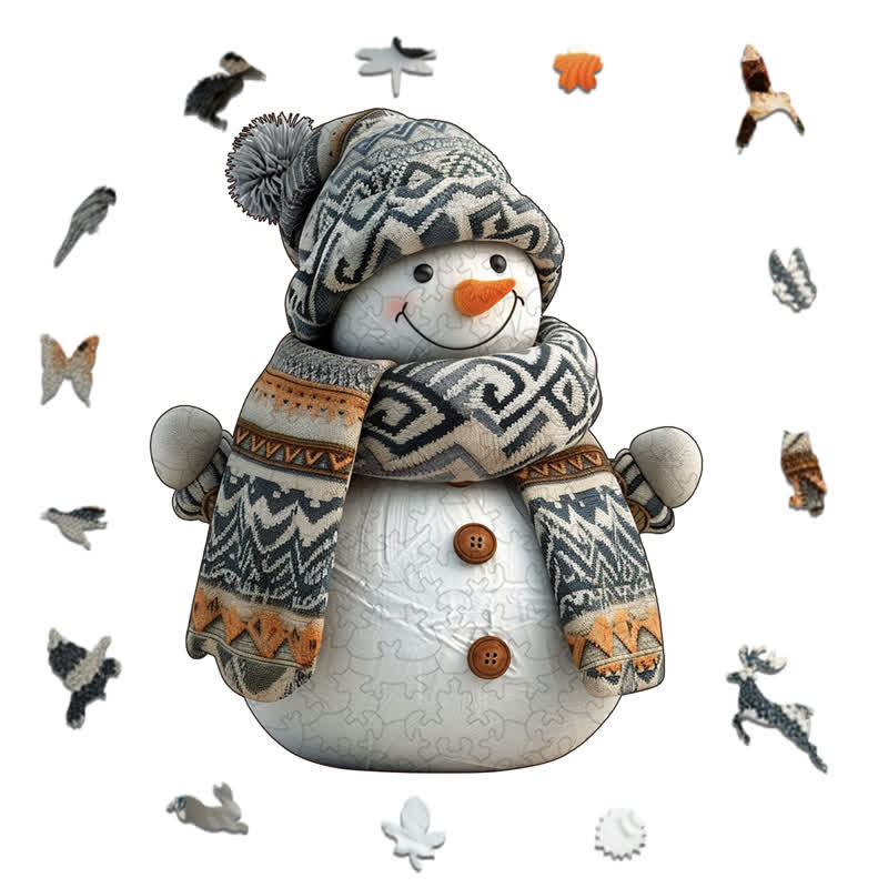 Rubbyoo Knitted Wool Snowman - Wooden Jigsaw Puzzle - image 1