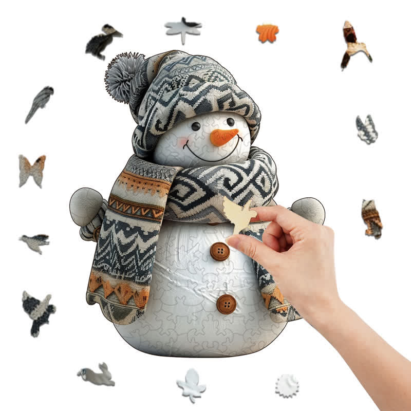 Rubbyoo Knitted Wool Snowman - Wooden Jigsaw Puzzle - image 5