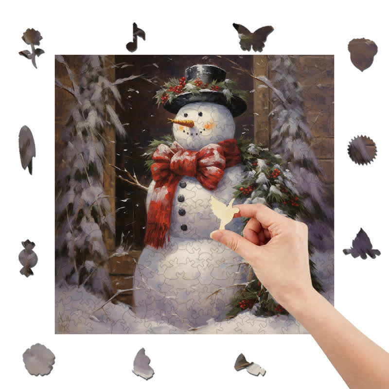 Rubbyoo Victorian Christmas Snowman - Wooden Jigsaw Puzzle - image 4