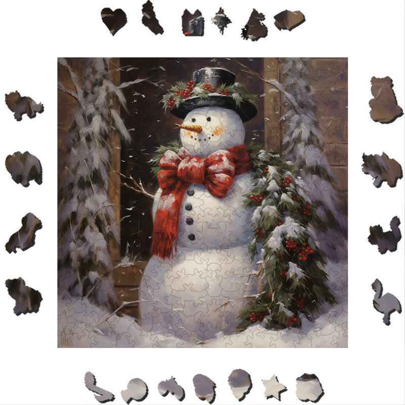 Rubbyoo Victorian Christmas Snowman - Wooden Jigsaw Puzzle - image 1