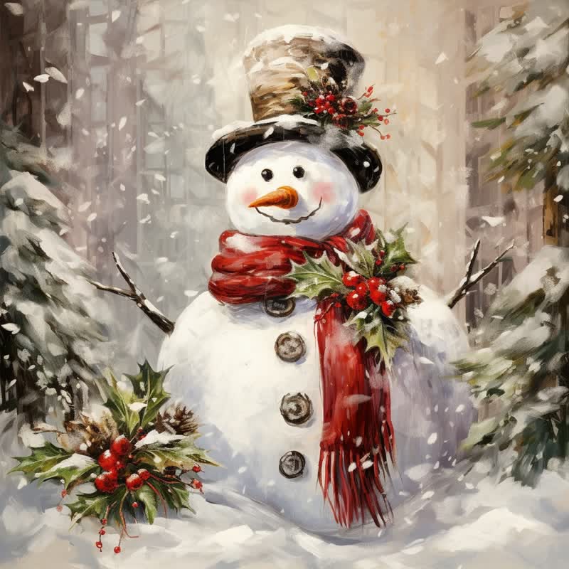 Rubbyoo Birch Forest Christmas Snowman - Wooden Jigsaw Puzzle - A2 - Wooden Gift Packaging - image 0