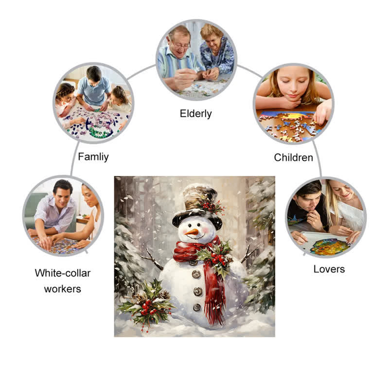 Rubbyoo Birch Forest Christmas Snowman - Wooden Jigsaw Puzzle - image 2